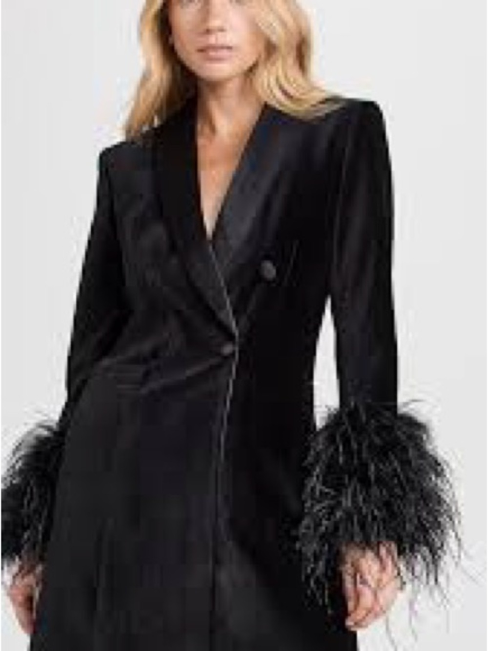 Alice + Olivia LATOYA FEATHER CUFF BLAZER MINI DRESS - Picture 3 of 6